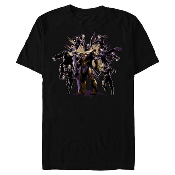 Marvel Avengers: Endgame Six Super Heroes and Thanos - Short Sleeve Blended T-Shirt for Adults - Customized-Black