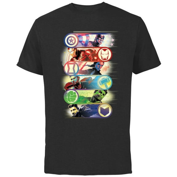 Marvel Avengers: Endgame Super Heroes Team Up - Short Sleeve Cotton T-Shirt for Adults - Customized-Black