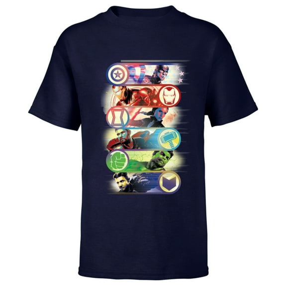 Marvel Avengers: Endgame Super Heroes Team Up - Short Sleeve T-Shirt for Kids - Customized-Navy
