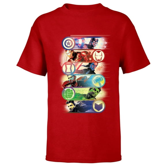 Marvel Avengers: Endgame Super Heroes Team Up - Short Sleeve T-Shirt for Kids - Customized-Red
