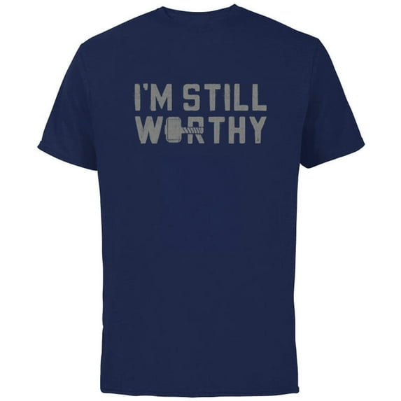 Marvel Avengers Endgame Thor I'm Still Worthy - Short Sleeve Cotton T-Shirt for Adults - Customized-Navy