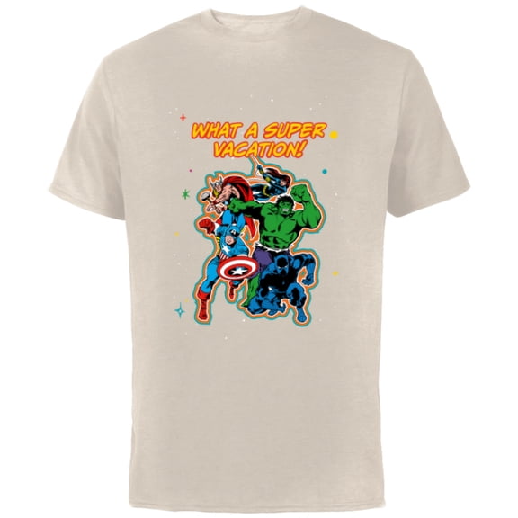 Marvel Avengers Family Matching Trip What a Super Vacation - Short Sleeve Cotton T-Shirt for Adults - Customized-Natural