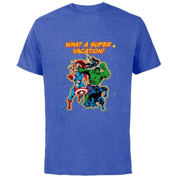 Marvel Avengers Family Matching Trip What a Super Vacation - Short Sleeve Cotton T-Shirt for Adults - Customized-Royal Heather