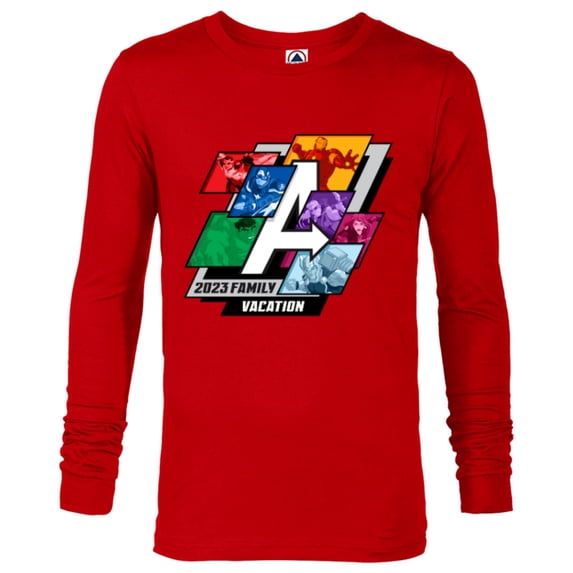Marvel Avengers Family Vacation 2023 A-Logo - Long Sleeve T-Shirt for Men - Customized-New Red