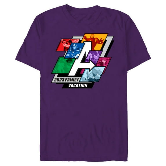 Marvel Avengers Family Vacation 2023 A-Logo - Short Sleeve Blended T-Shirt for Adults - Customized-Purple