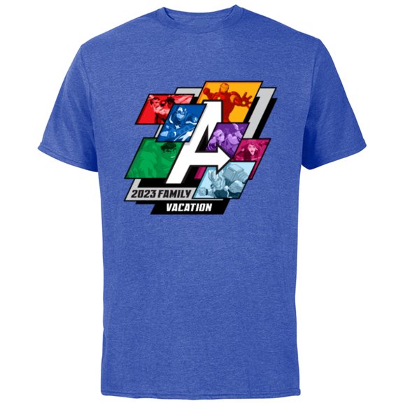 Marvel Avengers Family Vacation 2023 A-Logo - Short Sleeve Cotton T-Shirt for Adults - Customized-Royal Heather