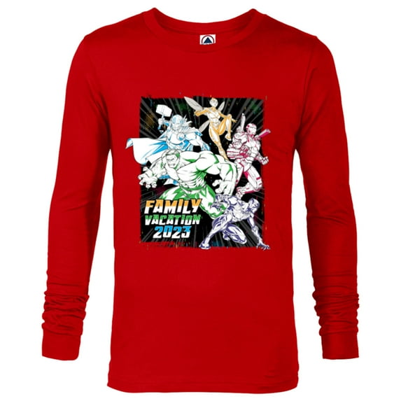 Marvel Avengers Family Vacation 2023 Iron Man Black Panther - Long Sleeve T-Shirt for Men - Customized-New Red