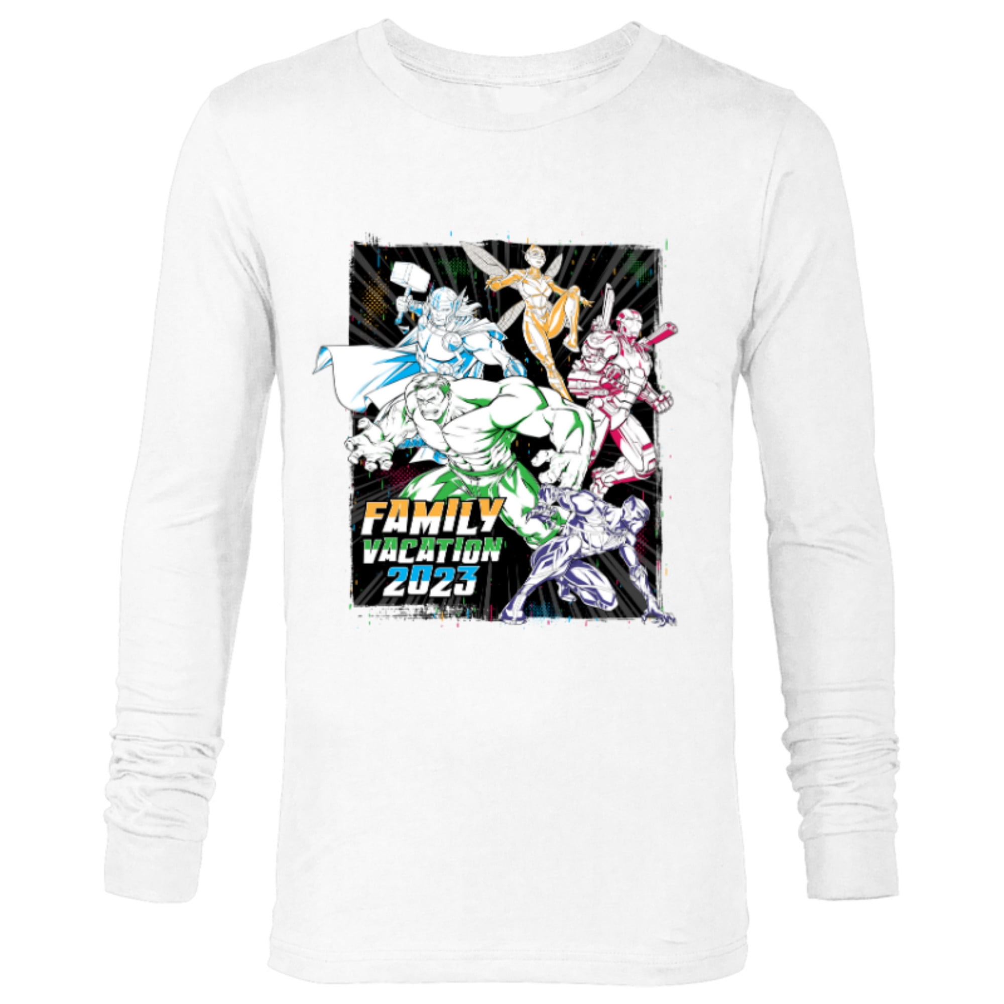 Marvel Avengers Family Vacation 2023 Iron Man Black Panther - Long Sleeve T-Shirt for Men - Customized-White