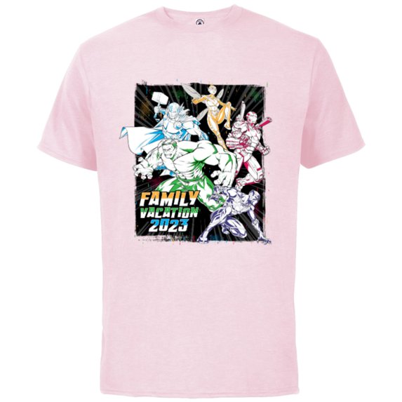 Marvel Avengers Family Vacation 2023 Iron Man Black Panther - Short Sleeve Cotton T-Shirt for Adults - Customized-Soft Pink