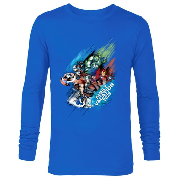 Marvel Avengers Family Vacation 2023 Iron Man Thor Hulk Cap - Long Sleeve T-Shirt for Men - Customized-Navy