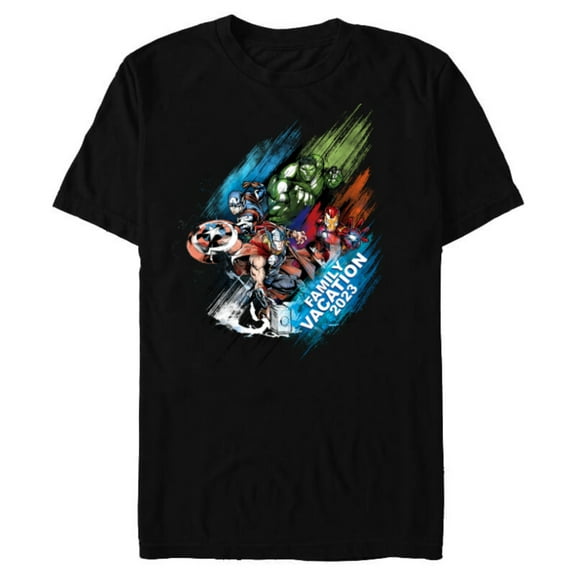 Marvel Avengers Family Vacation 2023 Iron Man Thor Hulk Cap - Short Sleeve Blended T-Shirt for Adults - Customized-Black