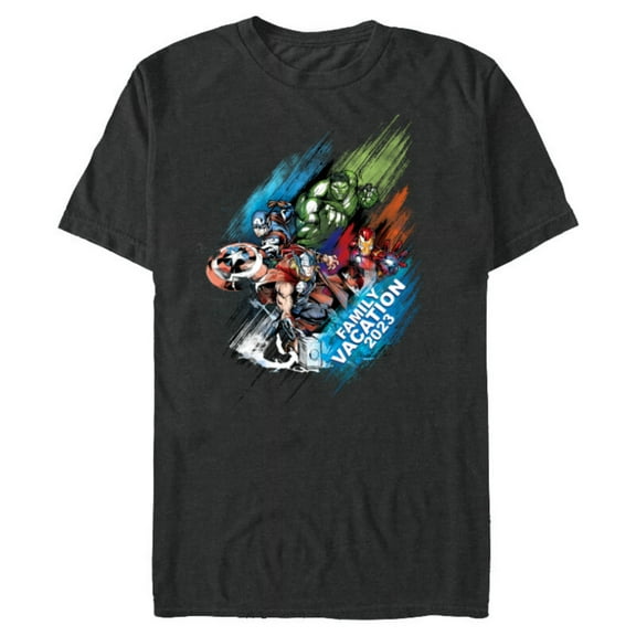 Marvel Avengers Family Vacation 2023 Iron Man Thor Hulk Cap - Short Sleeve Blended T-Shirt for Adults - Customized-Dark Heather