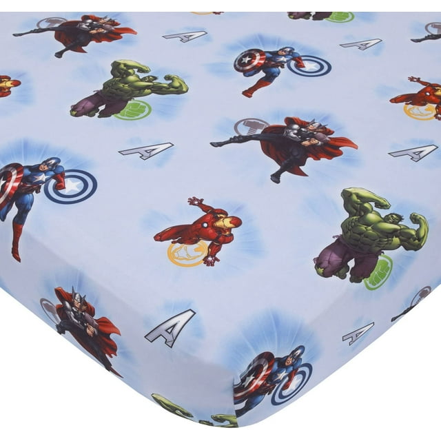 Marvel Avengers Fitted Crib Sheet 100% Soft Microfiber, Baby Sheet, Fits Standard Size Crib Mattress 28in x 52in
