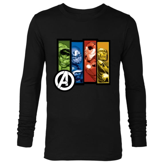 Marvel Avengers Four Heroes Four Colors - Long Sleeve T-Shirt for Men - Customized-Black