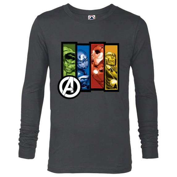 Marvel Avengers Four Heroes Four Colors - Long Sleeve T-Shirt for Men - Customized-Charcoal Heather