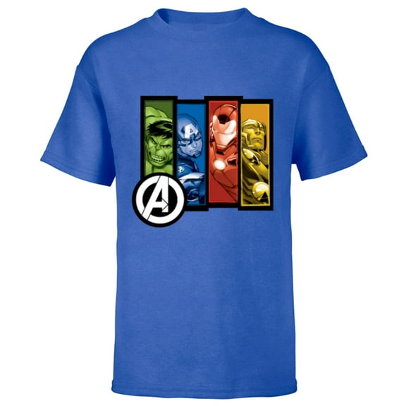 Marvel Avengers Four Heroes Four Colors - Short Sleeve T-Shirt for Kids - Customized-Royal