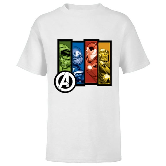 Marvel Avengers Four Heroes Four Colors - Short Sleeve T-Shirt for Kids - Customized-White
