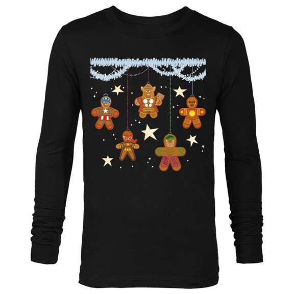 Marvel Avengers Gingerbread Cookie Ornaments Holiday Standard - Long Sleeve T-Shirt for Men – Customized-Black