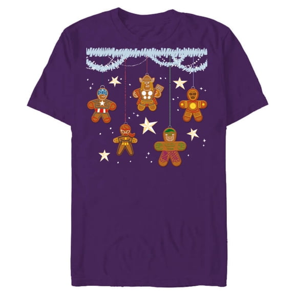 Marvel Avengers Gingerbread Cookie Ornaments Holiday Standard - Short Sleeve Blended T-Shirt for Adults – Customized-Purple