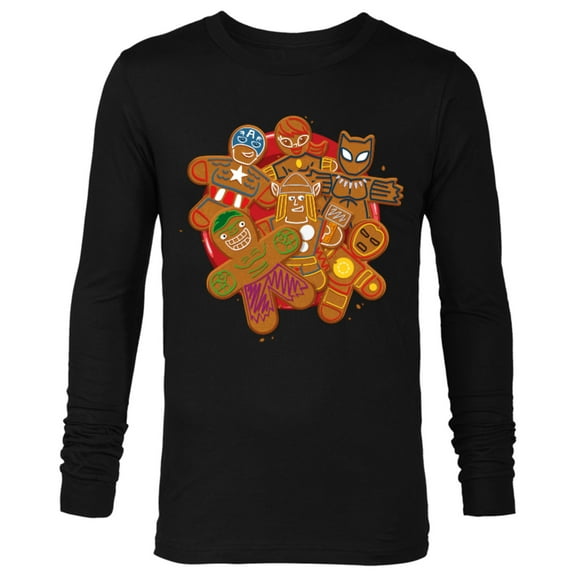 Marvel Avengers Gingerbread Cookie Plate Holiday Standard - Long Sleeve T-Shirt for Men – Customized-Black