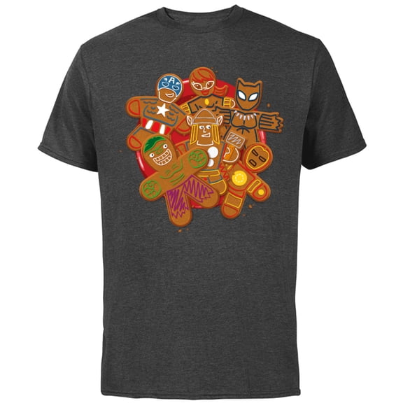 Marvel Avengers Gingerbread Cookie Plate Holiday Standard - Short Sleeve Cotton T-Shirt for Adults - Customized-Charcoal