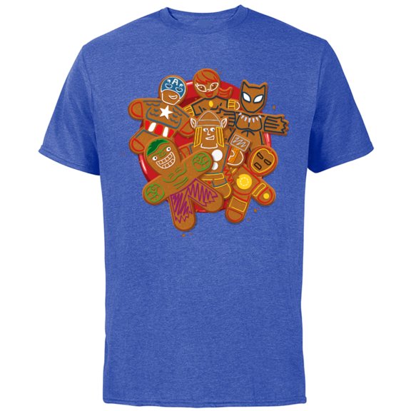 Marvel Avengers Gingerbread Cookie Plate Holiday Standard - Short Sleeve Cotton T-Shirt for Adults - Customized-Royal Heather