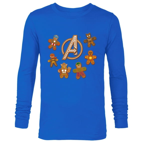 Marvel Avengers Gingerbread Cookies Holiday - Long Sleeve T-Shirt for Men- Customized-Royal