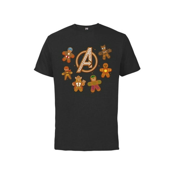 Marvel Avengers Gingerbread Cookies Holiday - Short Sleeve Cotton T-Shirt for Adults- Customized-Black