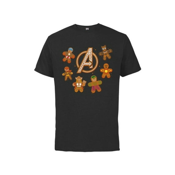 Marvel Avengers Gingerbread Cookies Holiday - Short Sleeve Cotton T-Shirt for Adults- Customized-Black