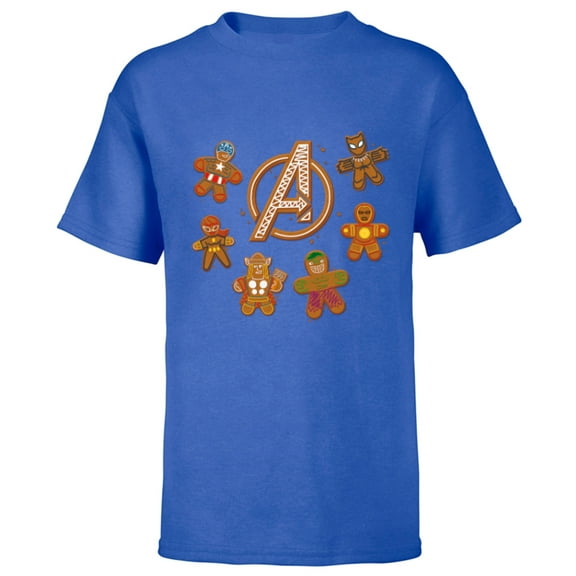 Marvel Avengers Gingerbread Cookies Holiday - Short Sleeve T-Shirt for Kids- Customized-Royal