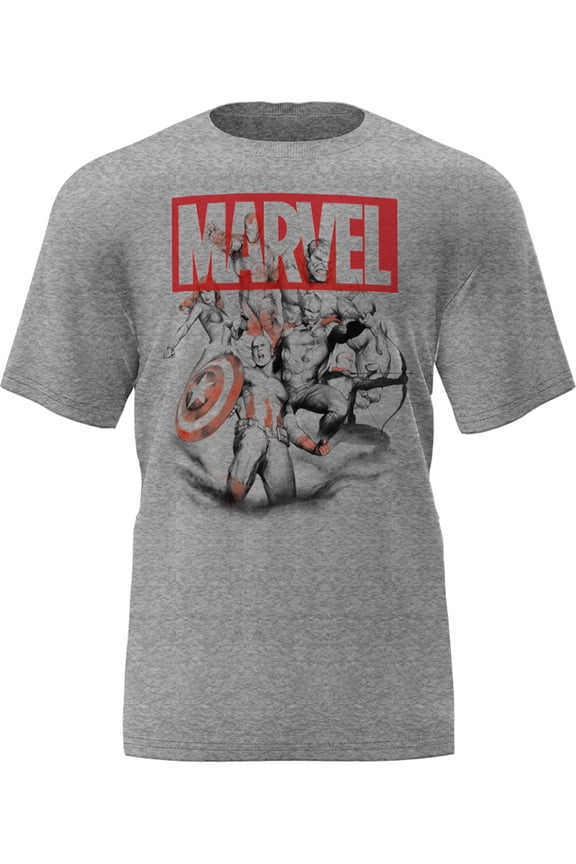 Avengers Assemble Gray Adult Tee Shirt, XS-2XL (Unisex)
