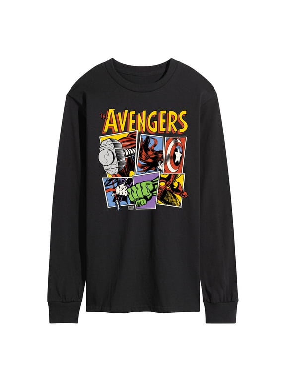 - Avengers Grid Retro Men's Long Sleeve Graphic T-Shirt