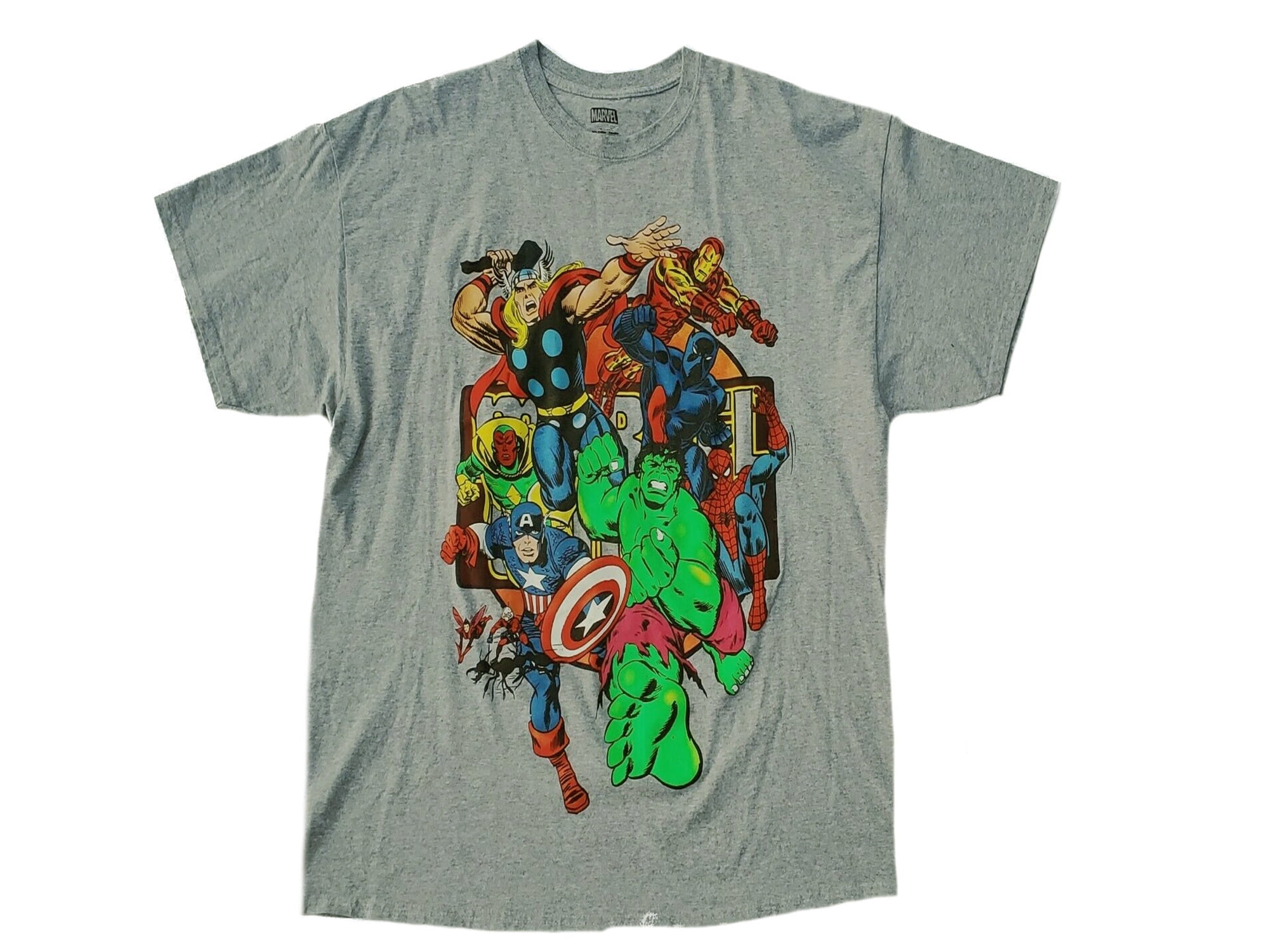 Marvel Avengers Group T-Shirt Spider-Man, Thor, Hulk, Black Panther ...