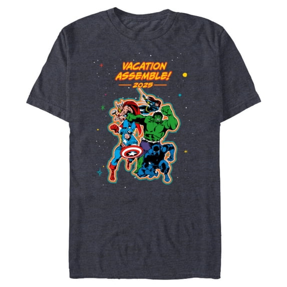 Marvel Avengers Group Trip Matching Vacation Assemble 2025 - Short Sleeve Blended T-Shirt for Adults - Customized-Navy Heather