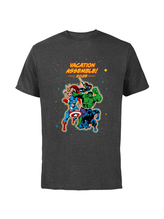 Avengers Group Trip Matching Vacation Assemble 2025 - Short Sleeve Cotton T-Shirt for Adults - Customized-Charcoal