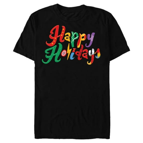 Marvel Avengers Happy Holidays Standard - Short Sleeve Blended T-Shirt for Adults – Customized-Black