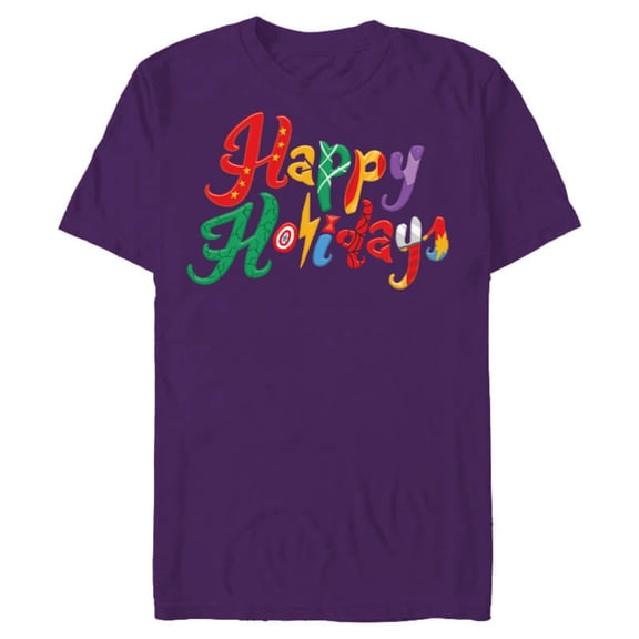 Marvel Avengers Happy Holidays Standard - Short Sleeve Blended T-Shirt for Adults – Customized-Purple