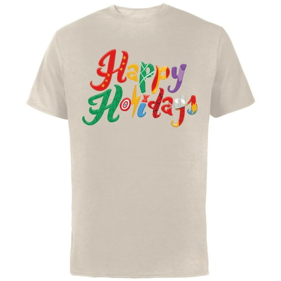 Marvel Avengers Happy Holidays Standard - Short Sleeve Cotton T-Shirt for Adults - Customized-Natural