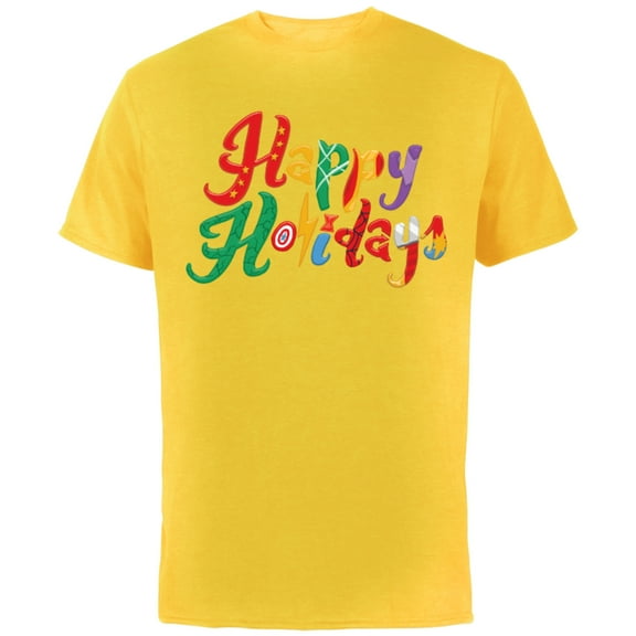 Marvel Avengers Happy Holidays Standard - Short Sleeve Cotton T-Shirt for Adults - Customized-Yellow