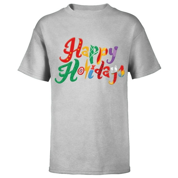 Marvel Avengers Happy Holidays Standard - Short Sleeve T-Shirt for Kids – Customized-Athletic Heather