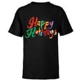 thumbnail image 1 of Marvel Avengers Happy Holidays Standard - Short Sleeve T-Shirt for Kids – Customized-Black, 1 of 5
