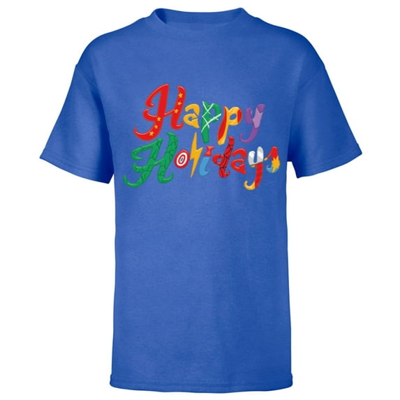 Marvel Avengers Happy Holidays Standard - Short Sleeve T-Shirt for Kids – Customized-Royal