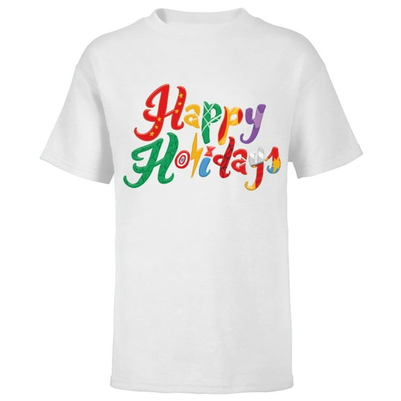 Marvel Avengers Happy Holidays Standard - Short Sleeve T-Shirt for Kids – Customized-White