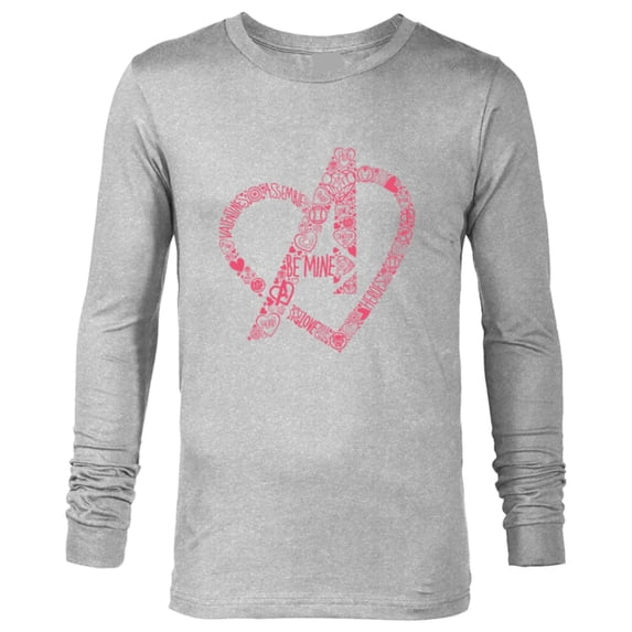 Marvel Avengers Heart Logo Valentine's Day - Long Sleeve T-Shirt for Men - Customized-Athletic Heather