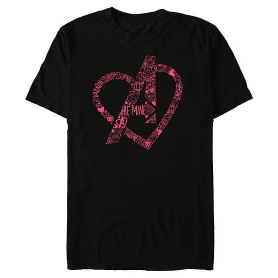 Marvel Avengers Heart Logo Valentine's Day - Short Sleeve Blended T-Shirt for Adults - Customized-Black
