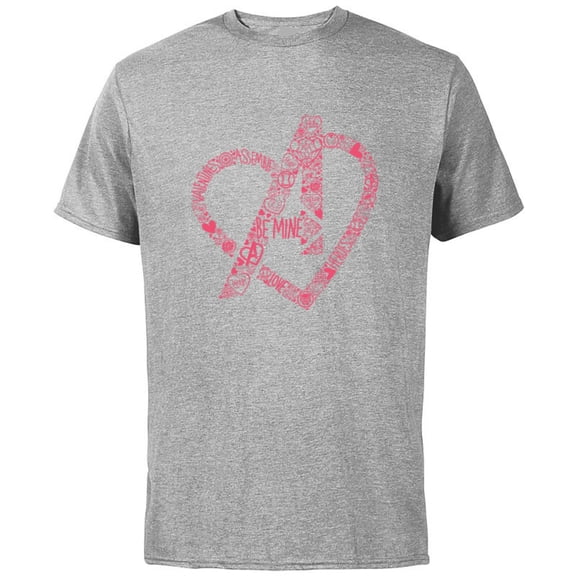 Marvel Avengers Heart Logo Valentine's Day - Short Sleeve Cotton T-Shirt for Adults - Customized-Athletic Heather