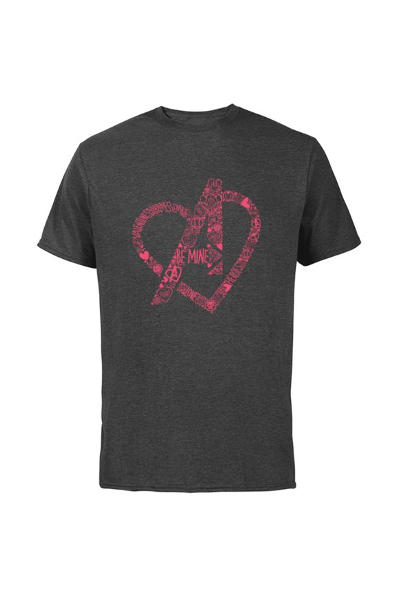Avengers Heart Logo Valentine's Day - Short Sleeve Cotton T-Shirt for Adults - Customized-Charcoal