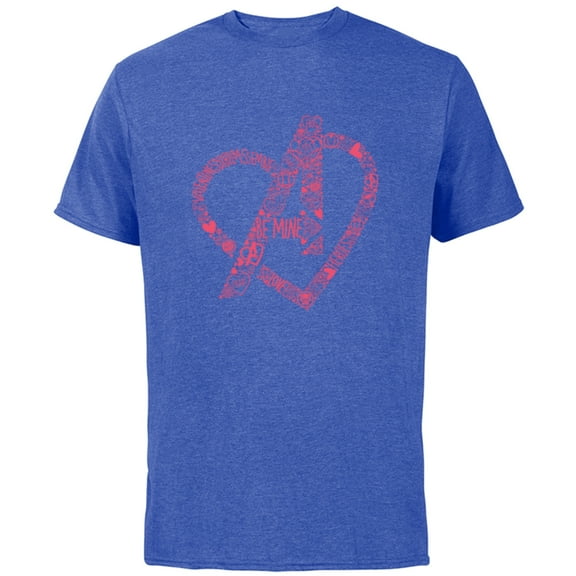 Marvel Avengers Heart Logo Valentine's Day - Short Sleeve Cotton T-Shirt for Adults - Customized-Royal Heather