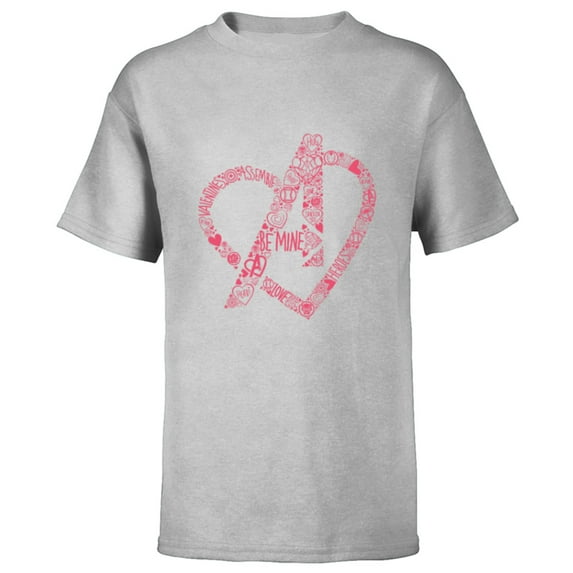 Marvel Avengers Heart Logo Valentine's Day - Short Sleeve T-Shirt for Kids - Customized-Athletic Heather