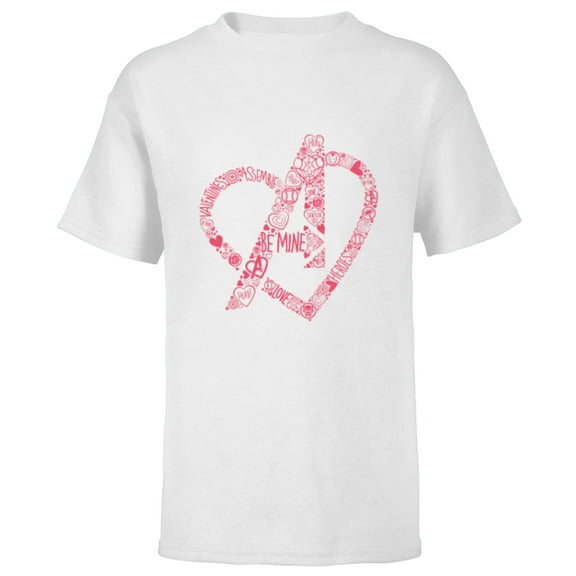 Marvel Avengers Heart Logo Valentine's Day - Short Sleeve T-Shirt for Kids - Customized-White